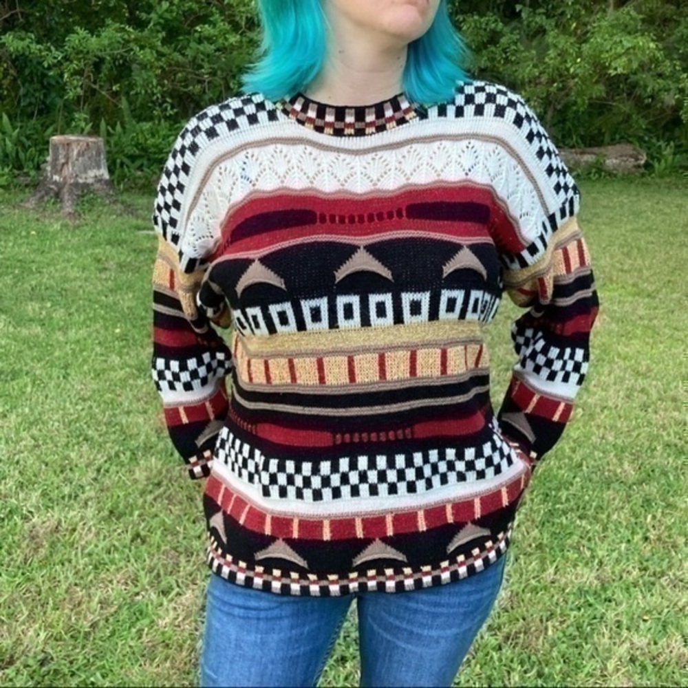 Vintage Trimmings mixed print grandpa sweater